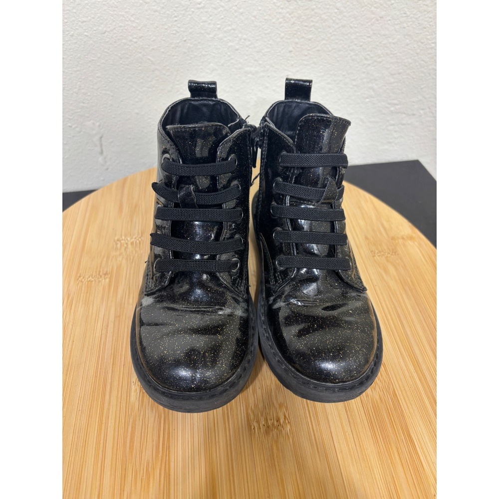 Thereabouts Boots Size 10M Lil Reese Black Glitter Sparkle Lace Up Side Zip - Picture 3 of 13